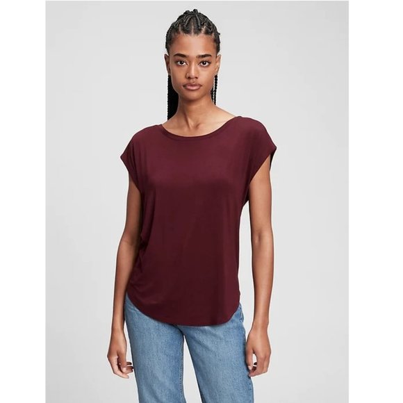 Gap Luxe Dolman Sleeve Tshirt Maroon 